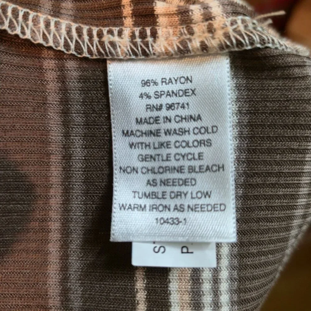 Arizona baby tee womens Small brown stripes short-sleeve round-neck Y2K - Picture 5 of 5